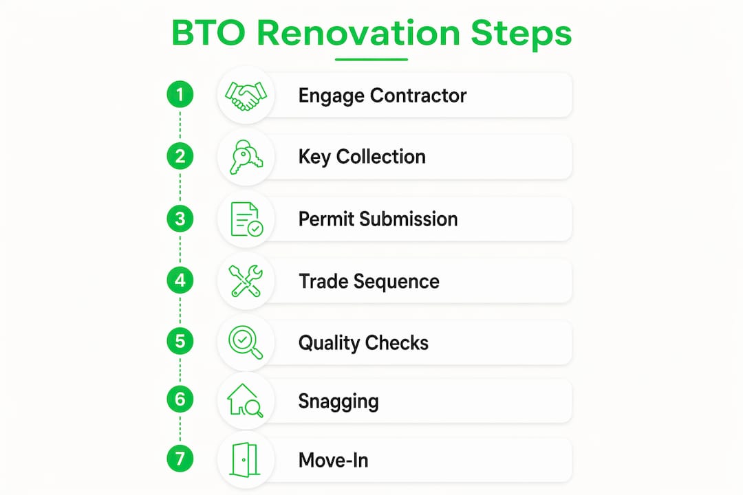 Infographic of BTO renovation step-by-step process