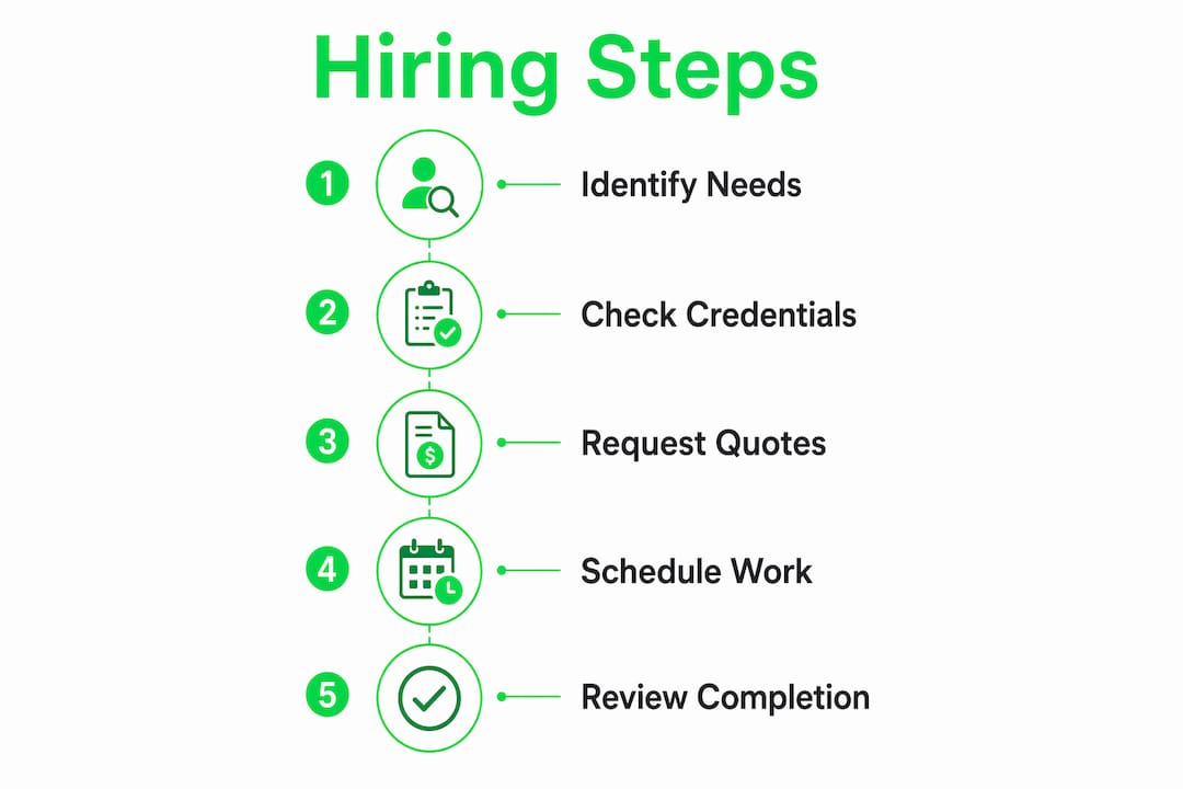 Infographic showing step-by-step handyman hiring process