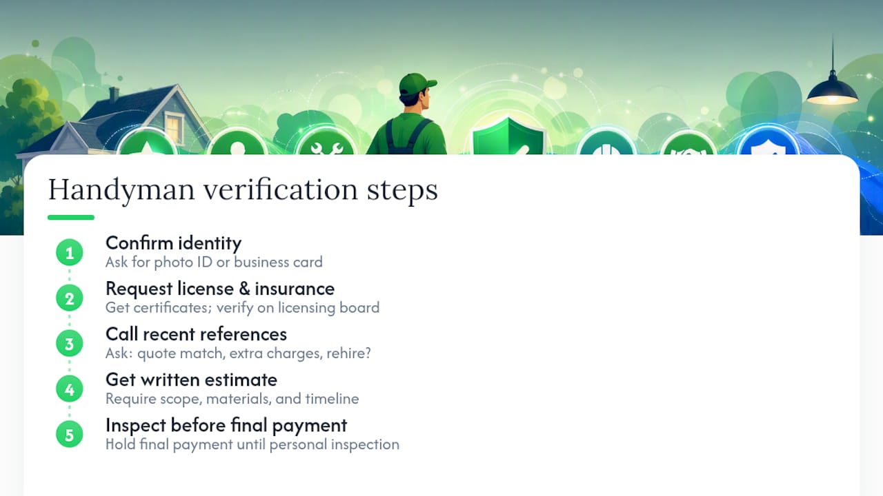 Handyman hiring verification checklist diagram