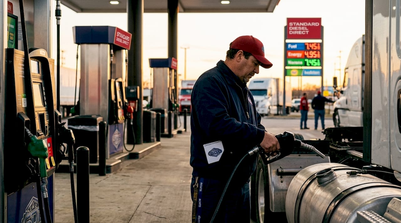 Truck driver fueling with high-quality diesel