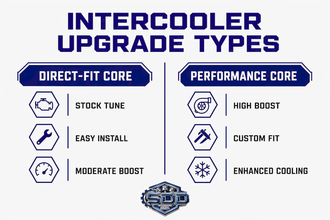 Infographic comparing intercooler upgrade types