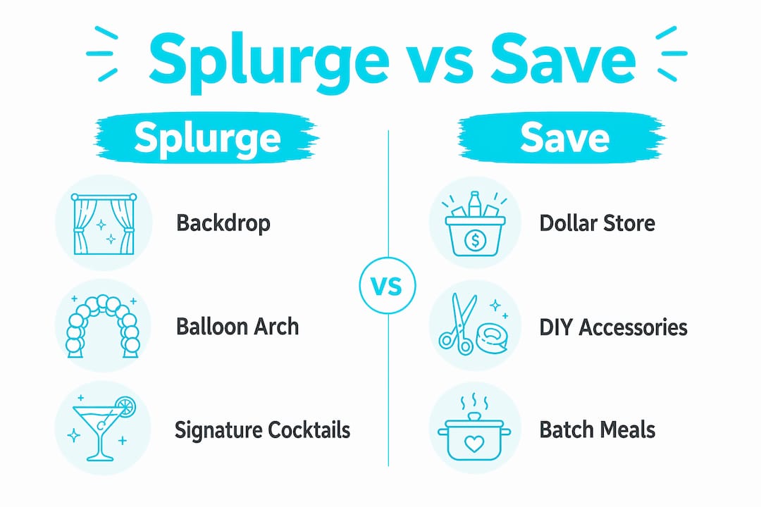 Infographic comparing splurge and save tips