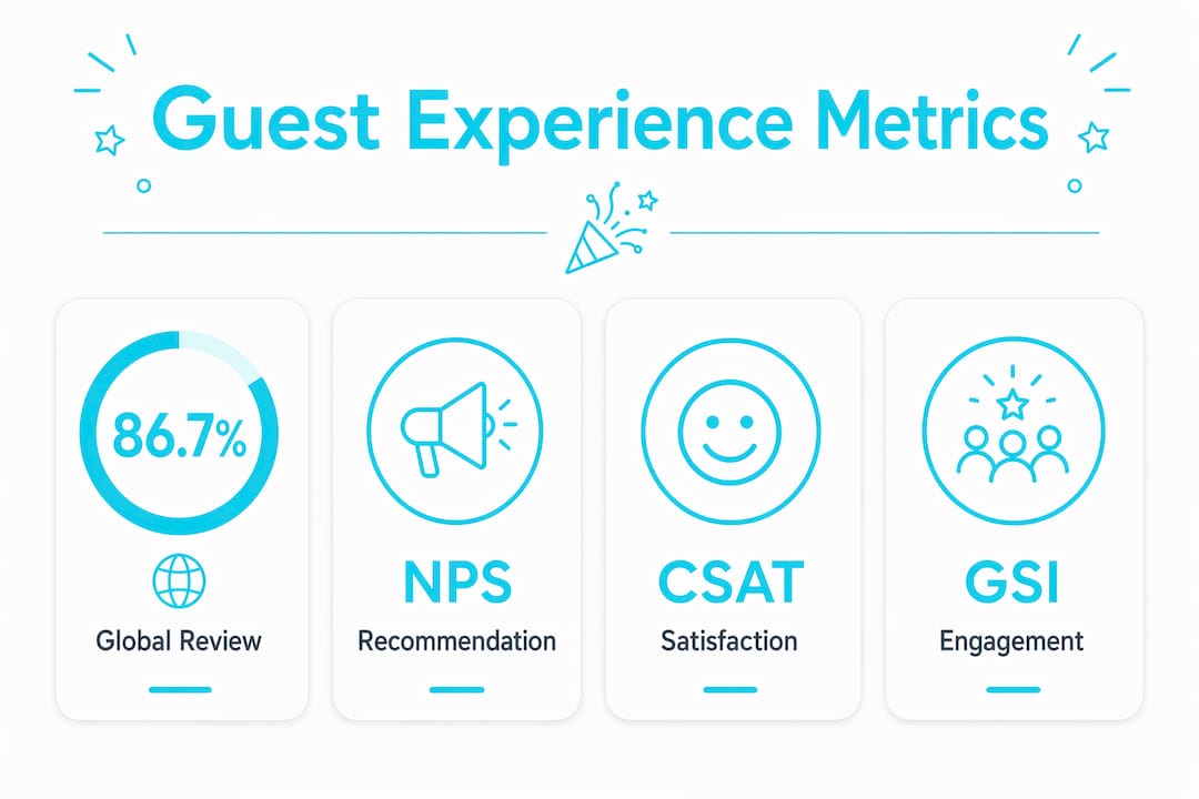 Infographic showing key guest experience metrics and percentages