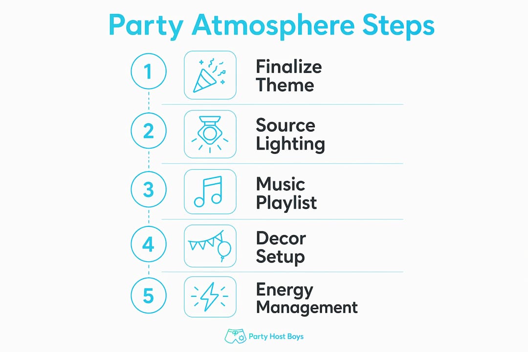 Infographic showing step-by-step party atmosphere planning
