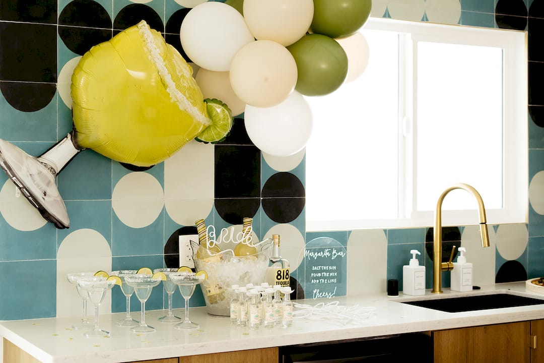 Hands arranging party decor details