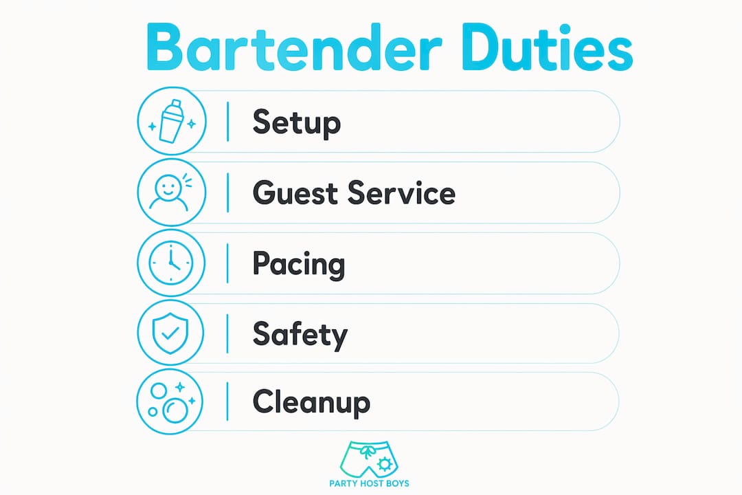 Infographic listing bartender duties in vertical flow