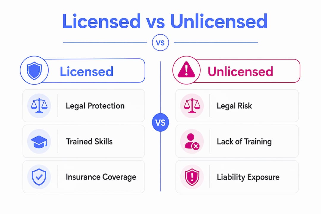 Infographic comparing licensed and unlicensed bartenders