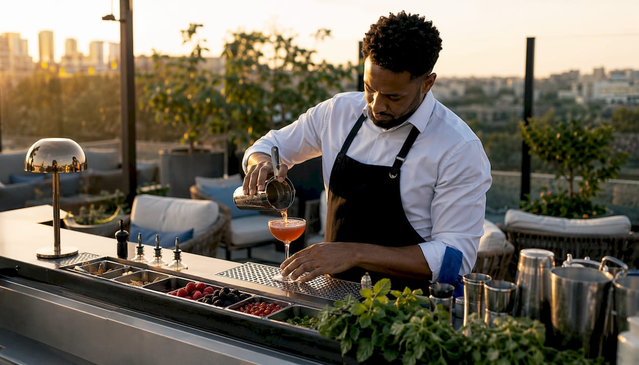 Bartender preparing cash bar cocktails