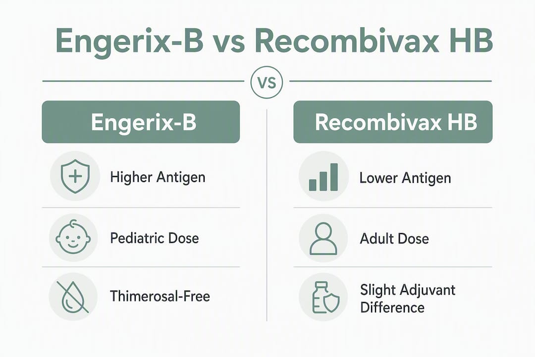 Infographic comparing Engerix-B and Recombivax HB vaccine features