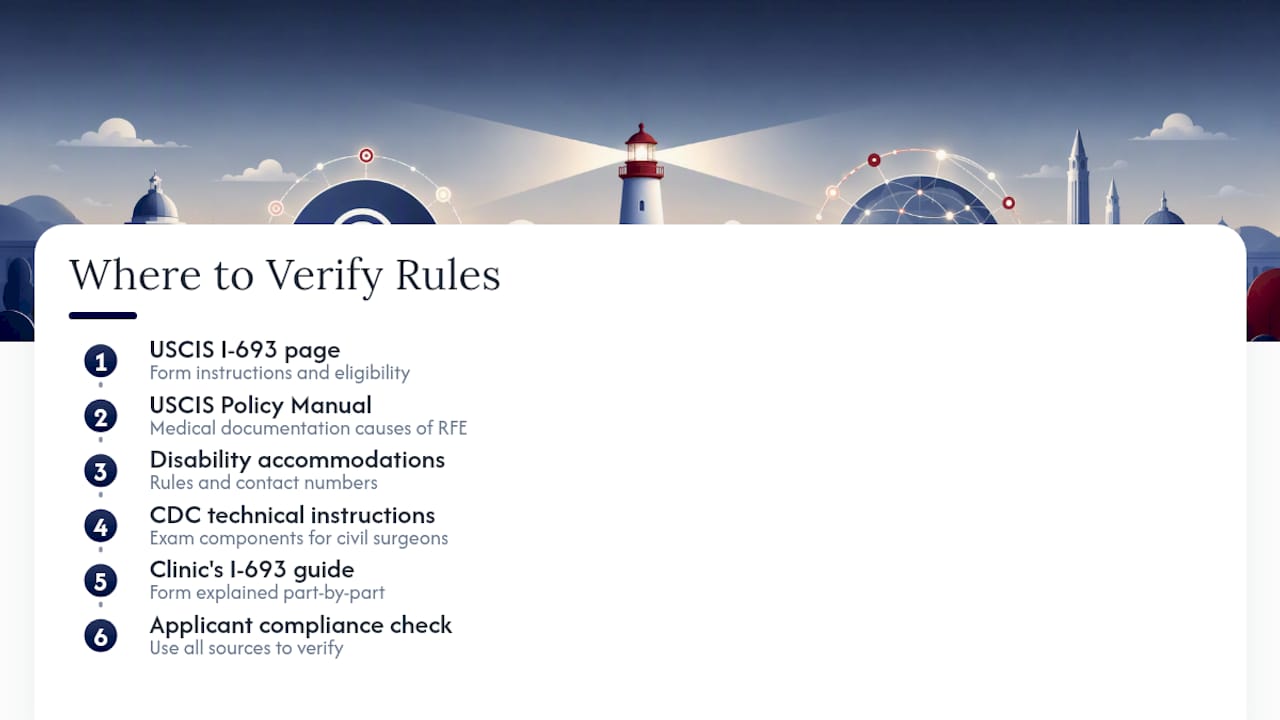Five sources for verifying I-693 rules