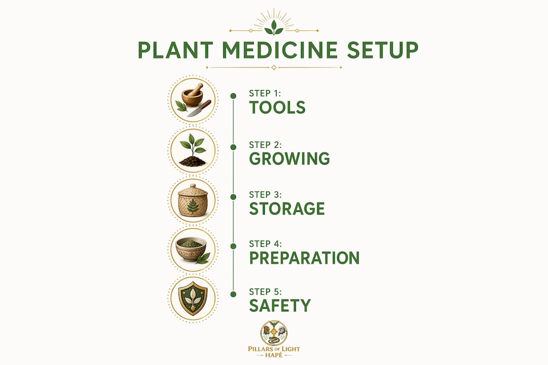 Infographic showing steps to build plant medicine practice