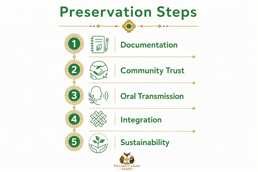 Infographic illustrating cultural preservation medicine steps