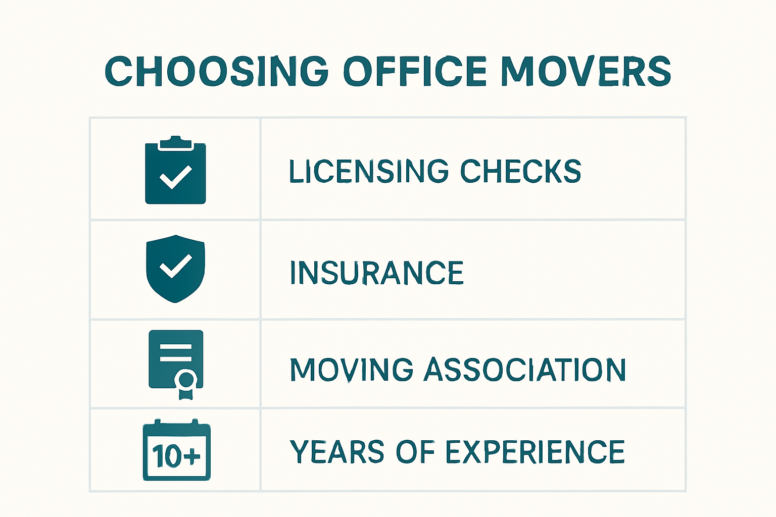 Infographic on evaluating credentials for office movers