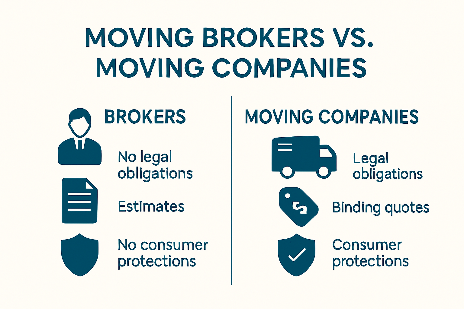 Comparison infographic of moving brokers and moving companies