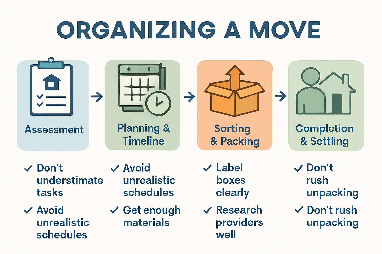 Six-step moving process visual guide