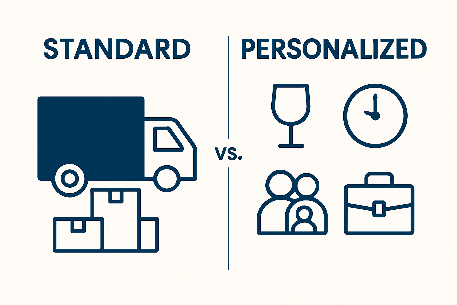 Infographic comparing standard and personalized moving services