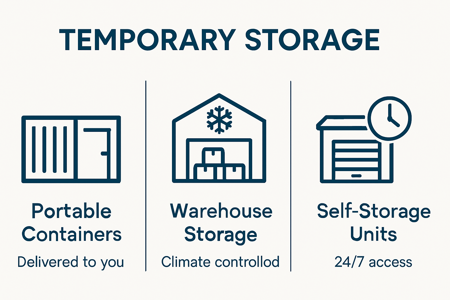 Infographic comparing portable, warehouse, and self-storage options