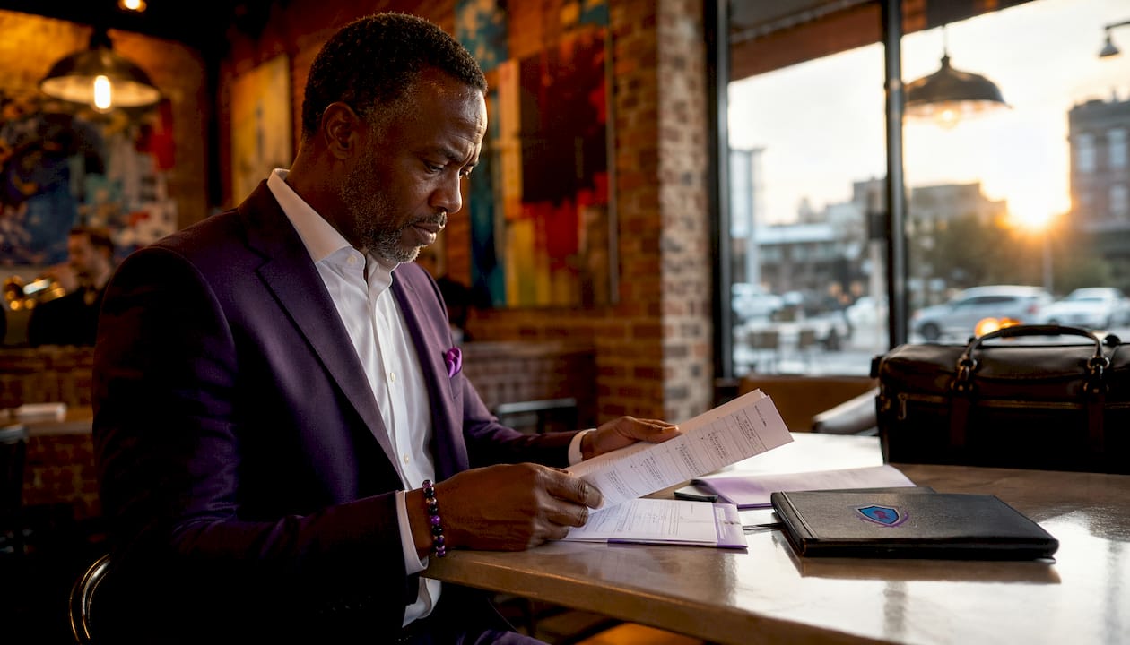 Lawyer typing subpoena and coordinating investigation