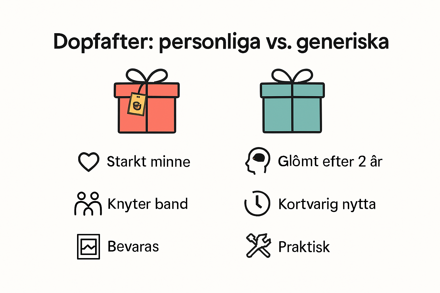 Infographic showing emotional value and benefits of personalized christening gifts