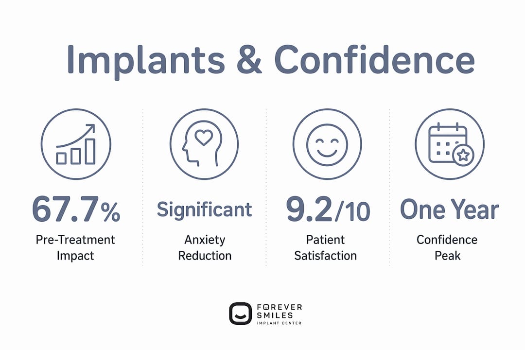 Infographic showing dental implant psychological benefits statistics