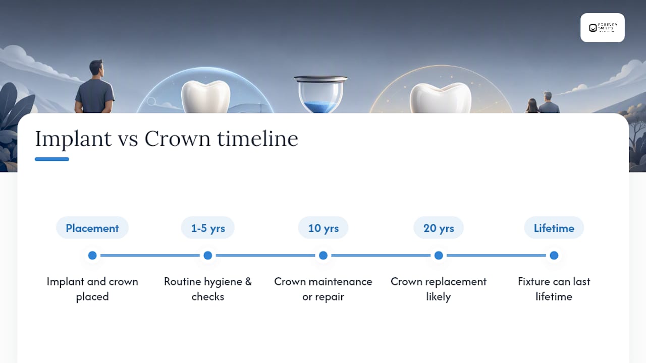 Comparison of implant and crown lifespans