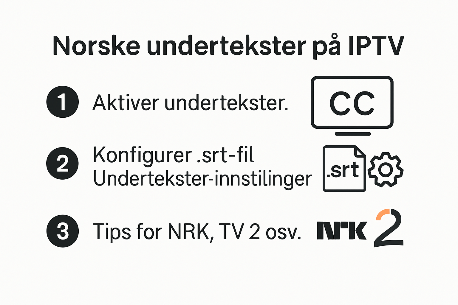Stepwise infographic on setting up Norwegian IPTV subtitles