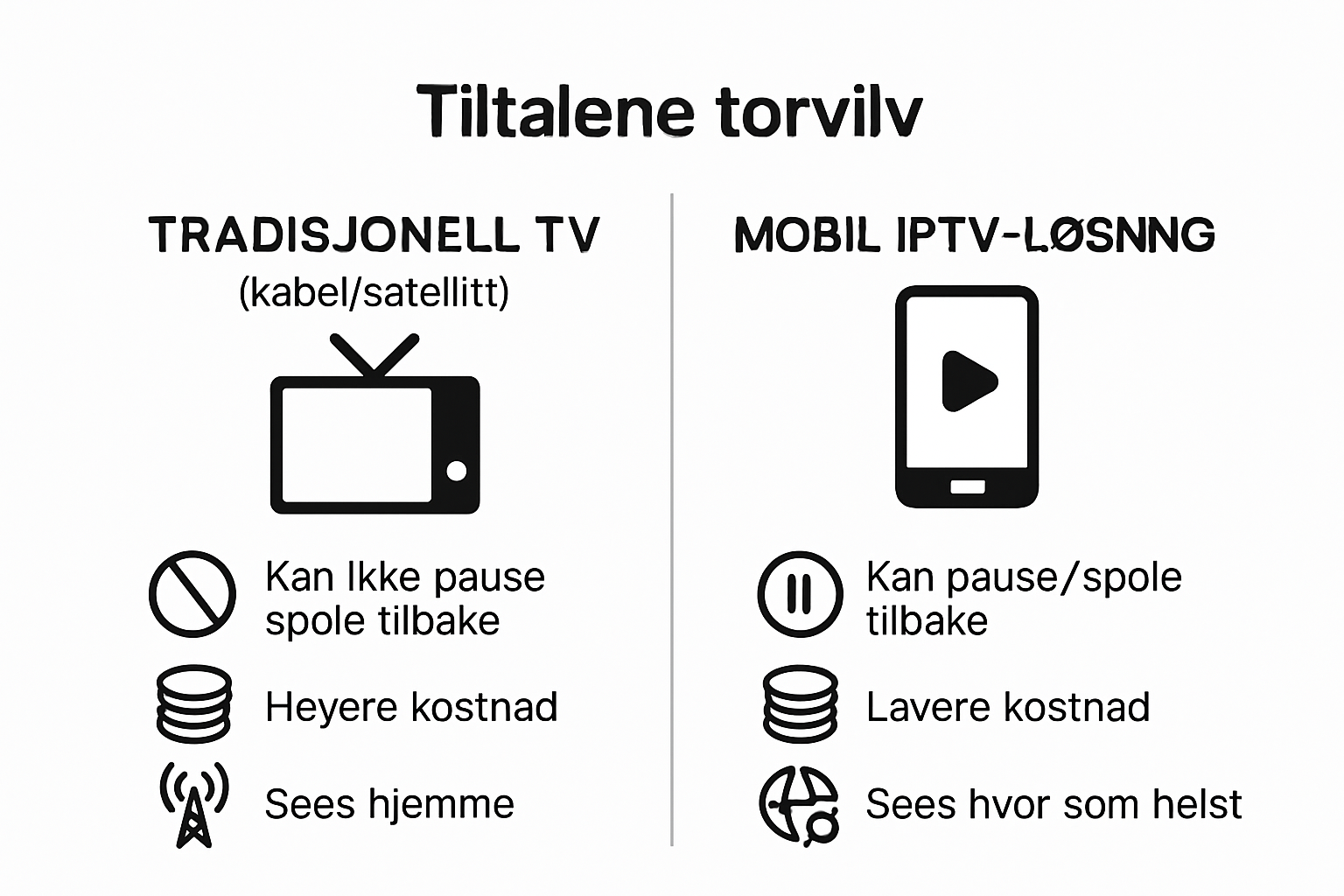 Infographic comparing traditional TV and mobile IPTV