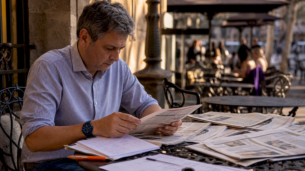 Un editor repasando las portadas de los diarios con ojo crítico