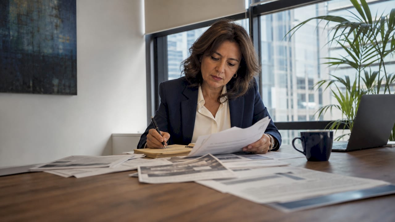 Mujer analizando el impacto de la publicidad institucional