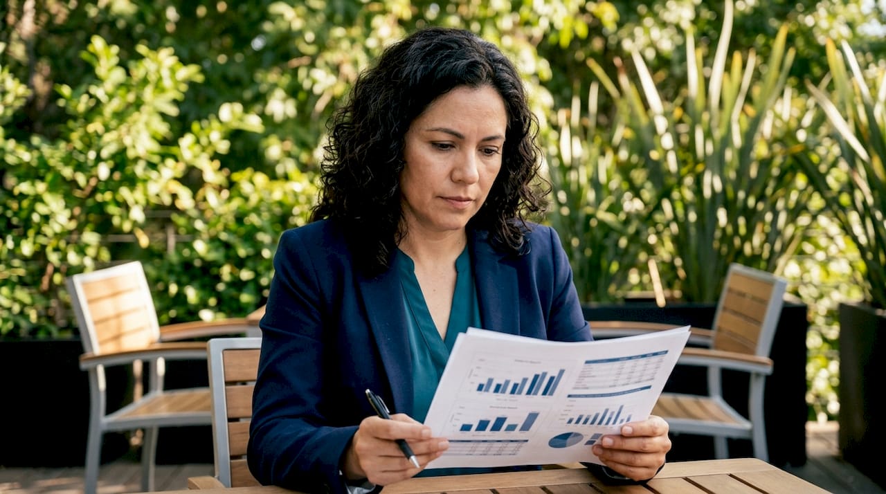 Manos analizando un informe sobre la confianza en las instituciones