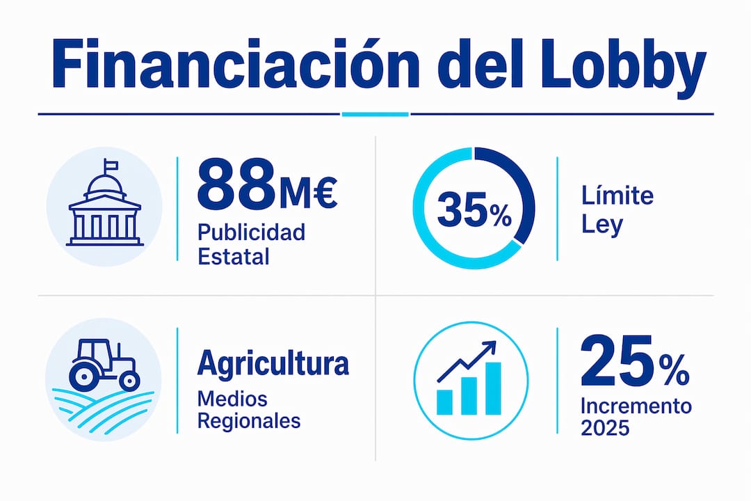Infografía sobre cómo se financian y regulan los grupos de presión mediáticos en España