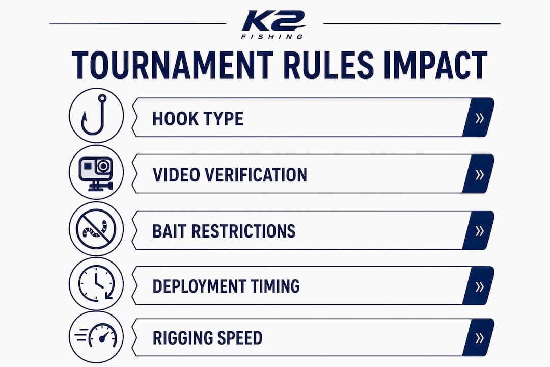 Infographic illustrating offshore tournament lure rules impact