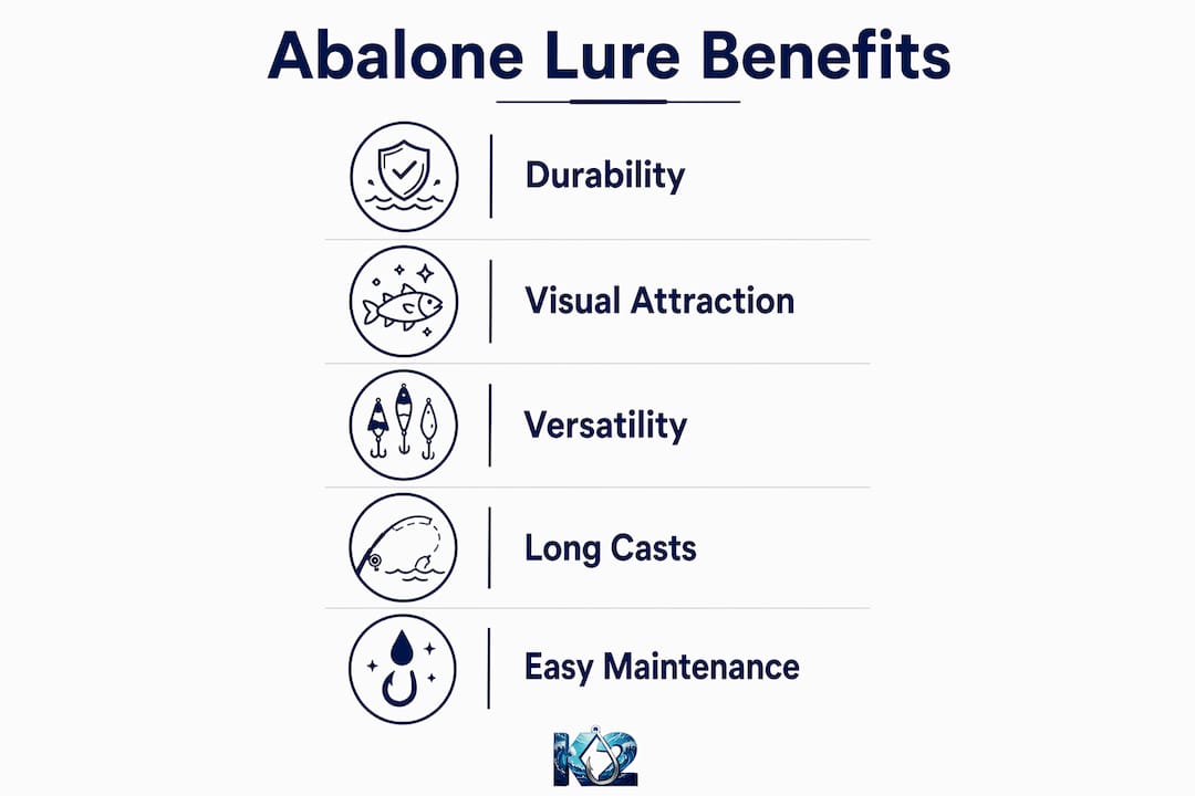 Infographic outlining main benefits of abalone lures