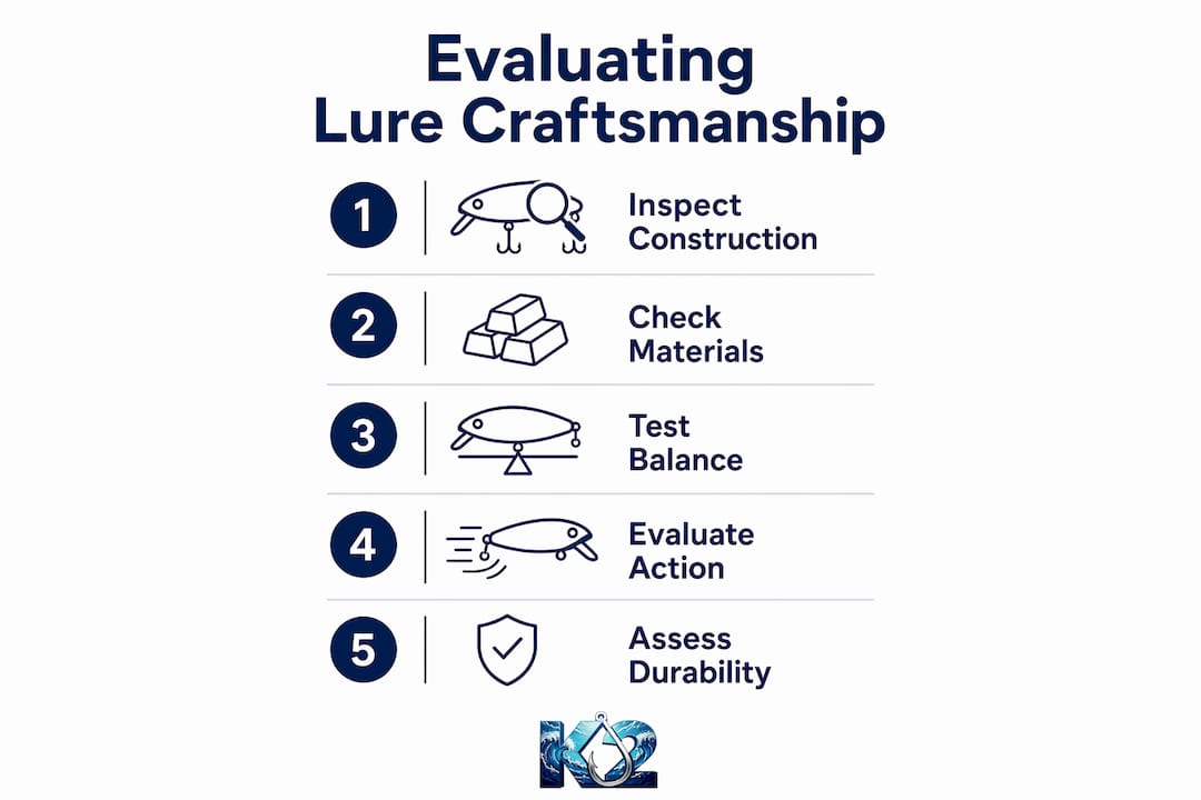 Infographic with five steps to evaluate lure craftsmanship
