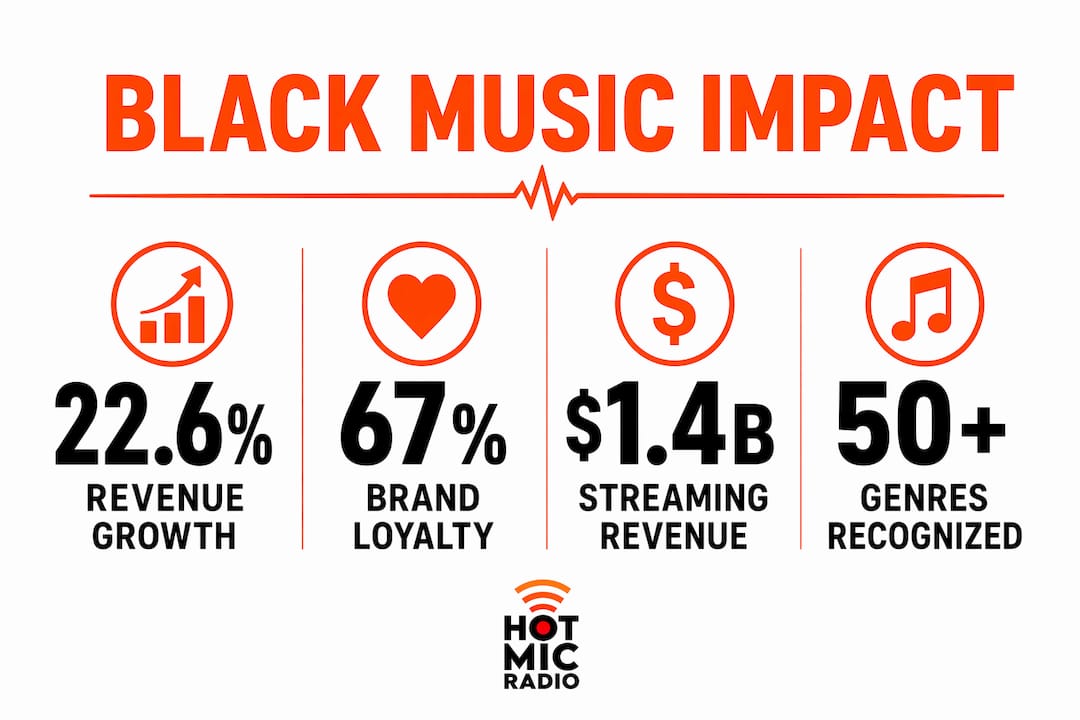 Infographic showing black music economic impact statistics