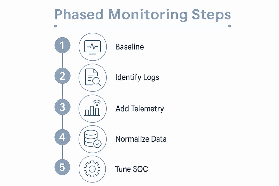Infographic illustrating step-by-step monitoring phases