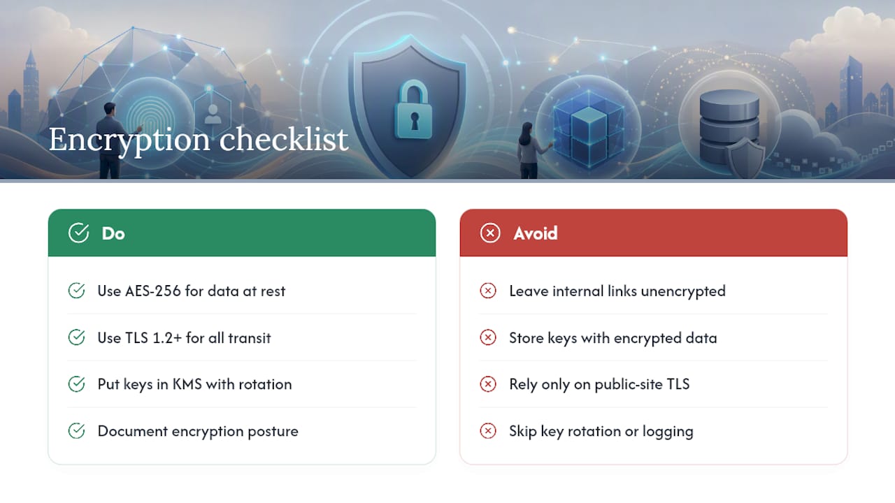 Data encryption standards for data at rest and in transit — overview diagram