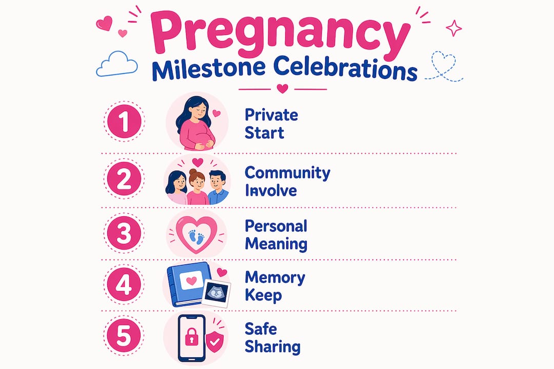 Infographic outlining pregnancy milestone celebration steps
