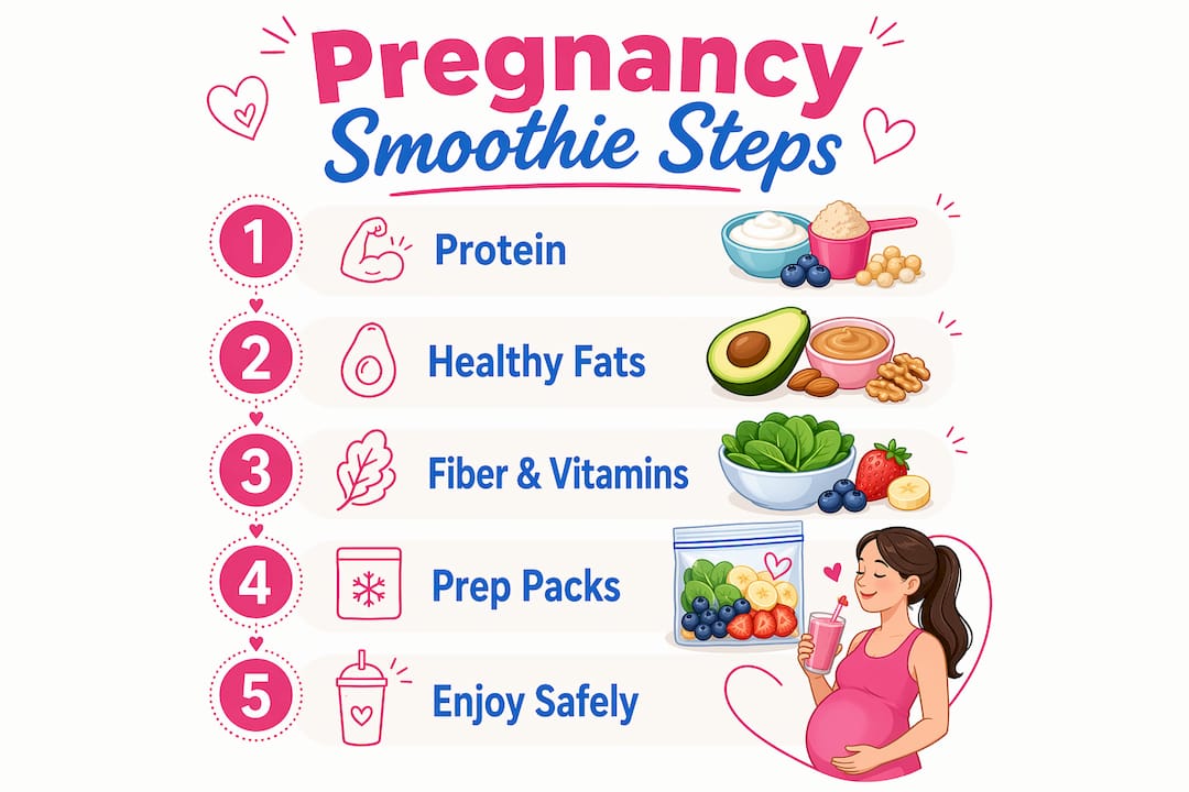 Infographic showing steps to build pregnancy smoothie
