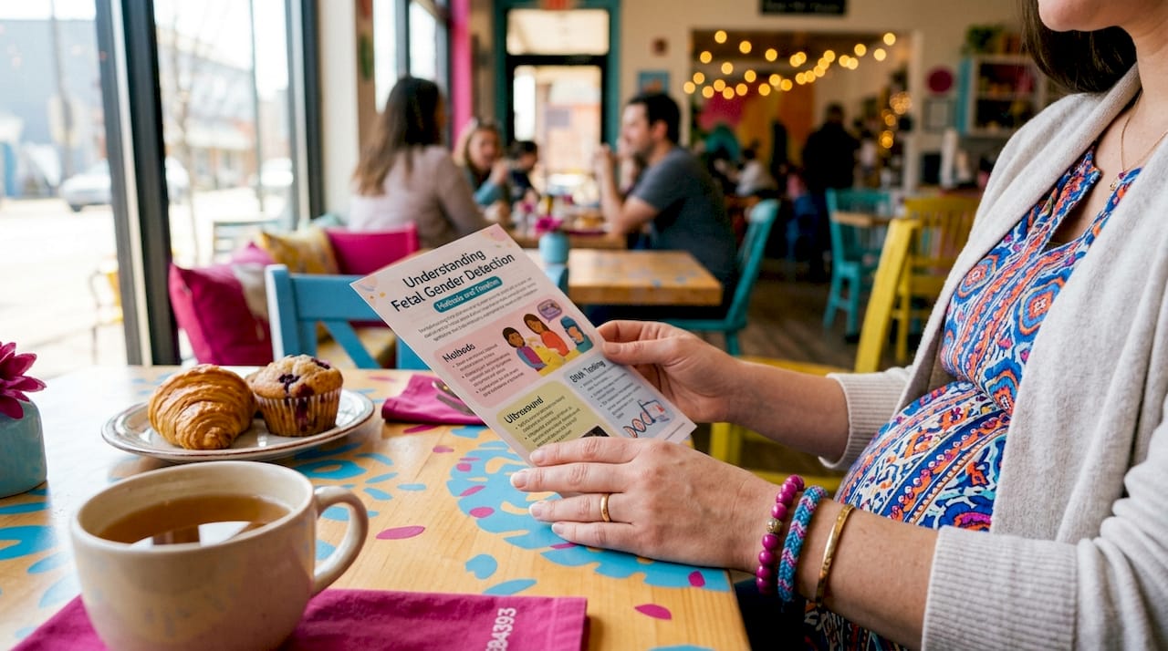 Hands holding prenatal gender detection pamphlet