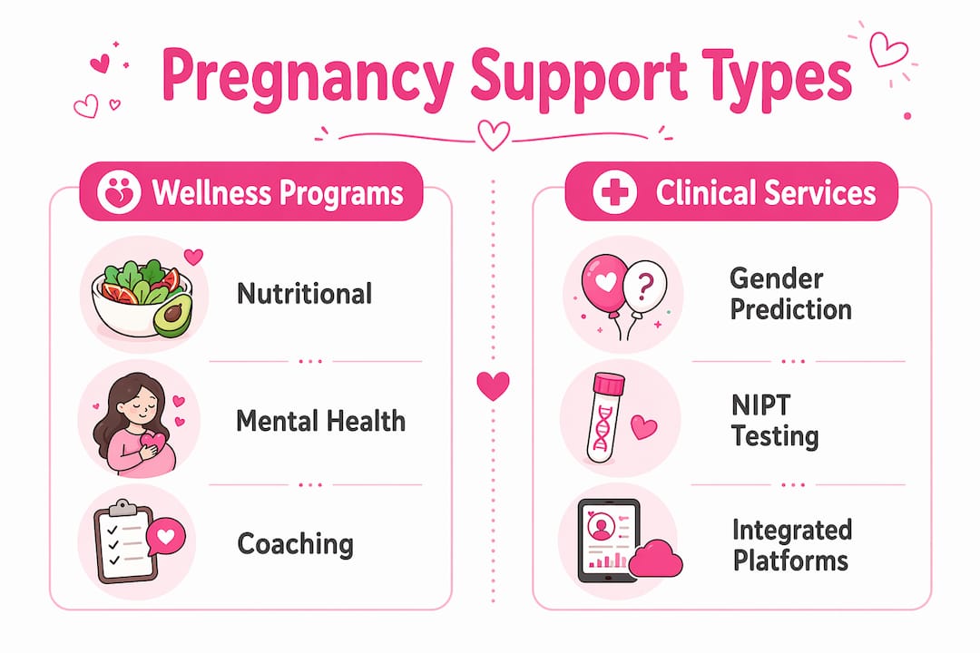 Infographic comparing wellness and clinical pregnancy support features