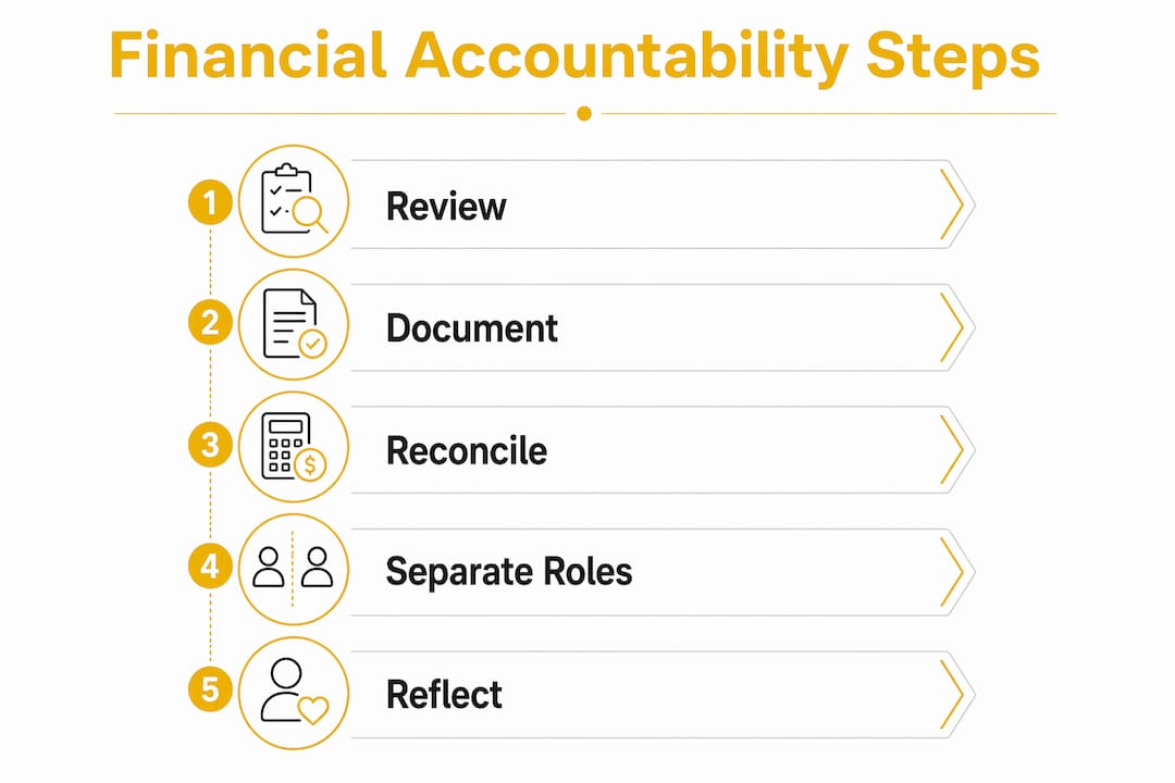 Infographic showing step-by-step financial accountability process