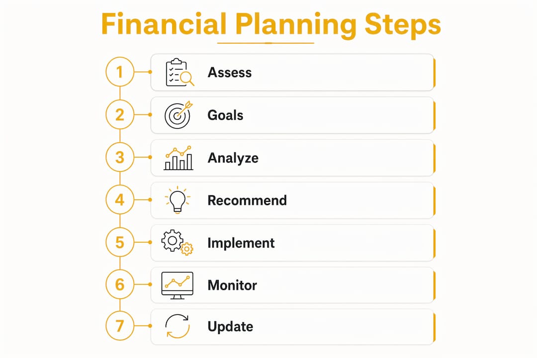 Infographic illustrating seven financial planning steps