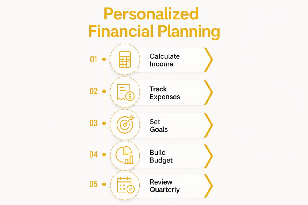 Infographic showing steps to personalize financial plan