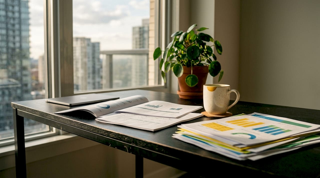 Organized desk area with financial documents