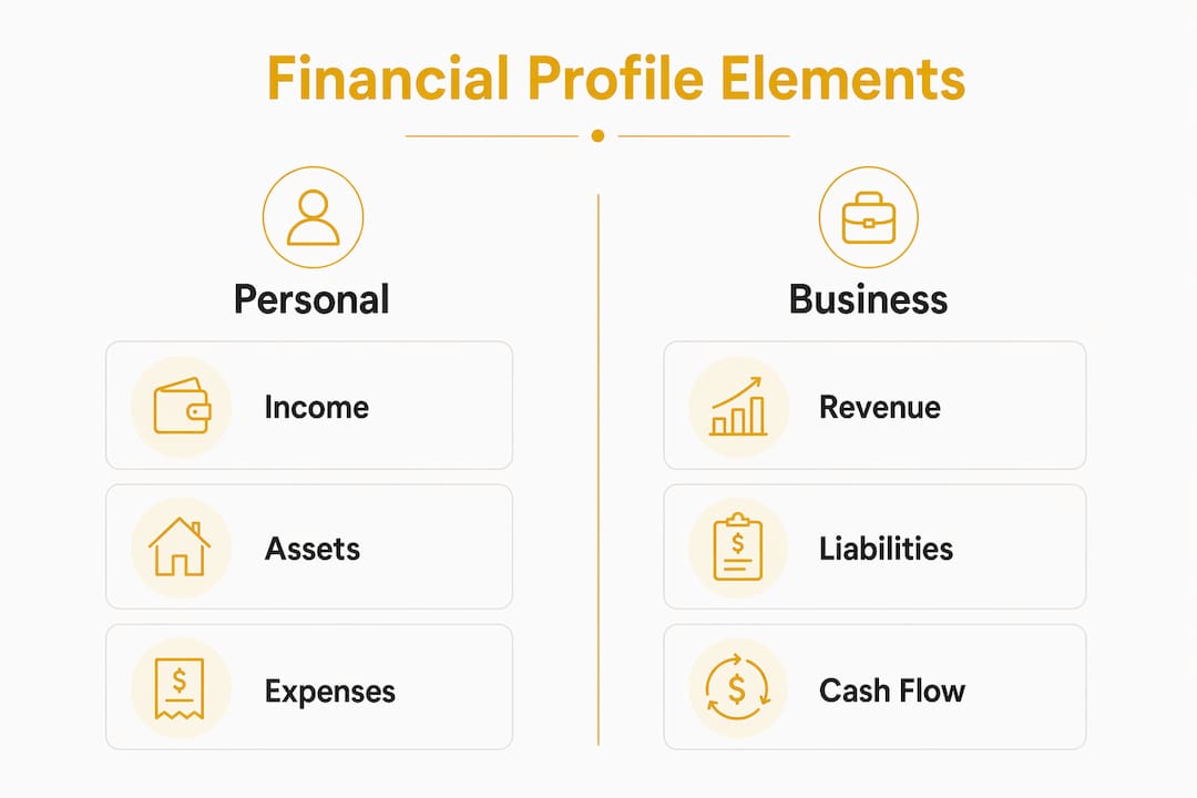 Infographic comparing personal and business financial profiles