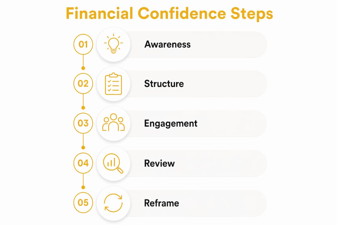 Infographic showing steps to build financial confidence
