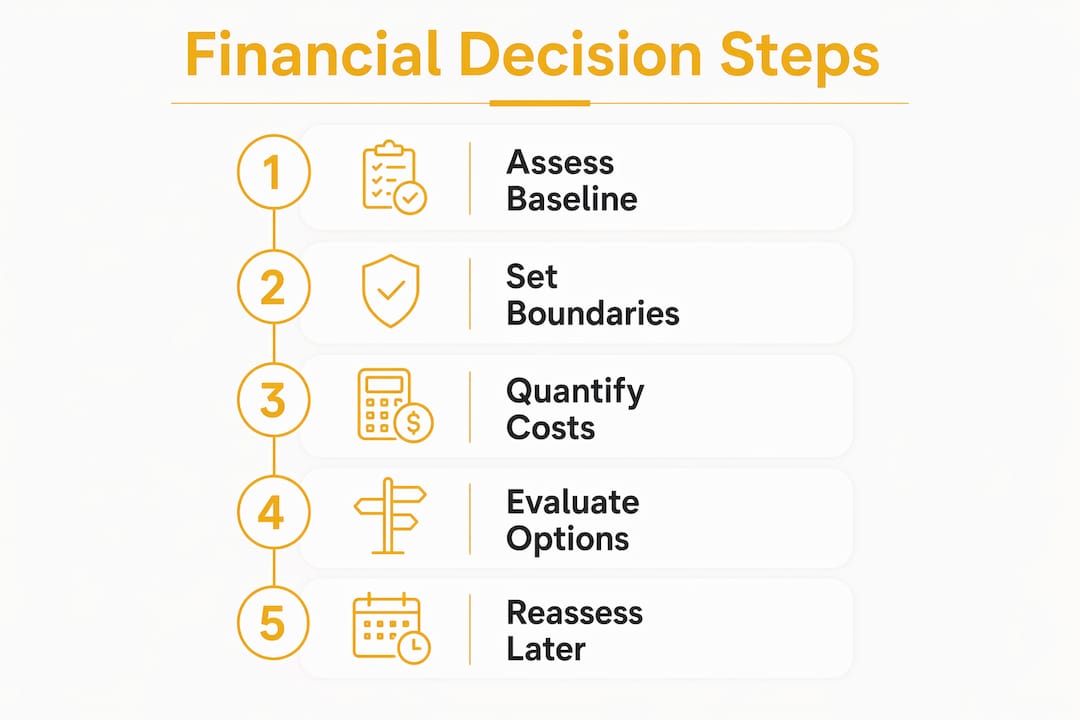 Infographic showing steps for financial decision making