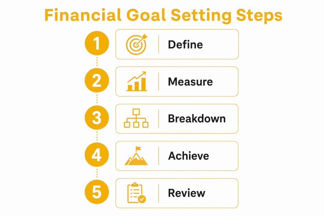 Infographic illustrating financial goal setting steps