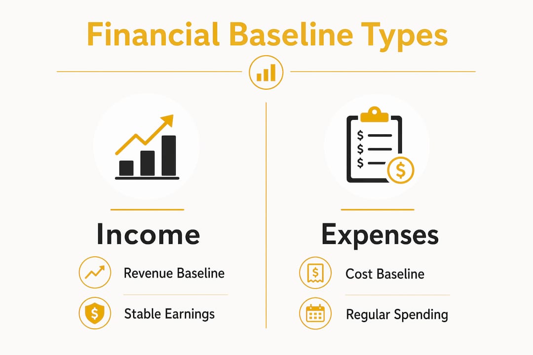 Infographic comparing income and expense financial baselines